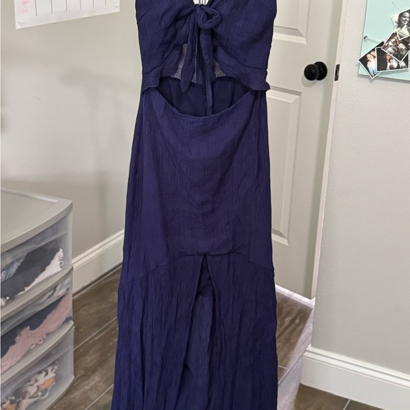 Main Strip Deep Blue Maxi Dress - Picture 1 of 8